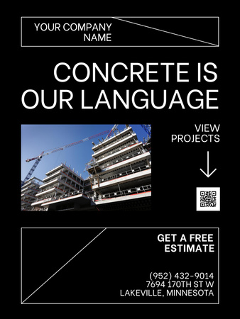 Platilla de diseño Construction Site with Cranes and Buildings Poster US