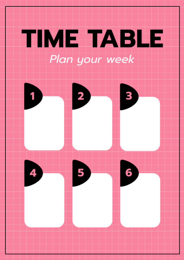 Weekly Time Table in Pink Schedule Planner Tasarım Şablonu