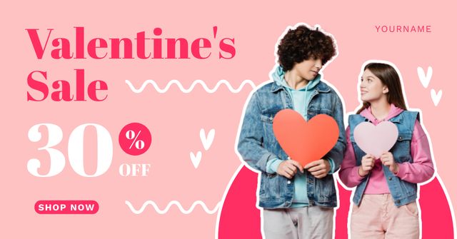 Valentine's Day Sale for Couples Facebook AD Tasarım Şablonu