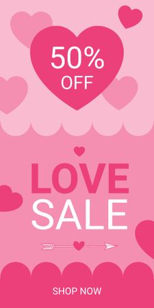 Valentine's Day Sale Offer on Pink Graphic Design Template