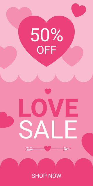 Valentine's Day Sale Offer on Pink Graphic tervezősablon