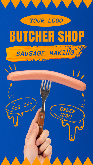 Modèle de visuel Sausages Making in Butcher Shop - Instagram Story