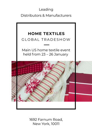 Home Textiles Event Announcement in Red Flyer A7 Design Template