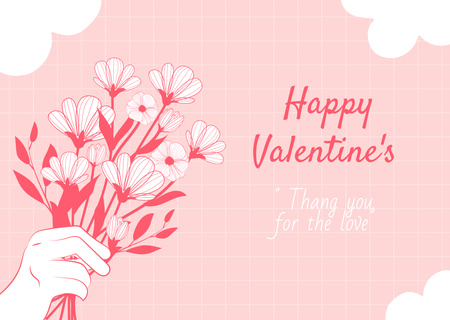 Lovely Congrats on Valentine's Day with Bouquet of Flowers Card Design Template