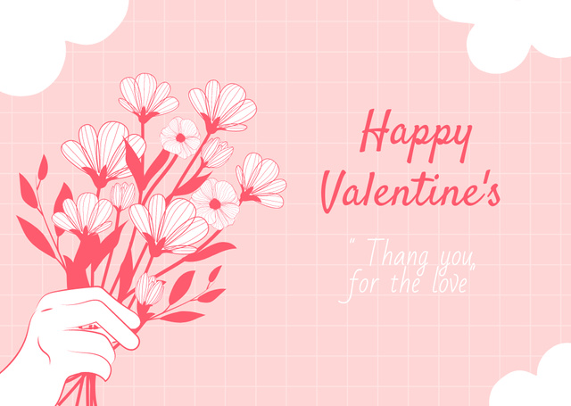 Lovely Congrats on Valentine's Day with Bouquet of Flowers Card – шаблон для дизайну