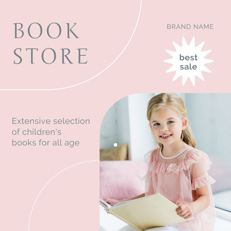Little Girl Reading Book Instagram Design Template