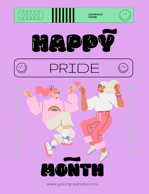 Tolerance to LGBT People Promotion in Pride Month on Purple Poster 8.5x11in Šablona návrhu