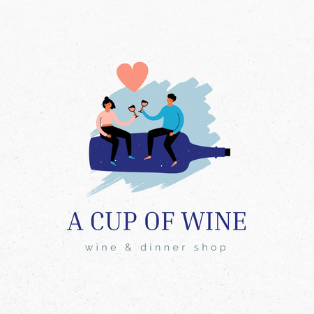 Ontwerpsjabloon van Logo 1080x1080px van Wine Shop Ad with Couple Holding Wineglasses