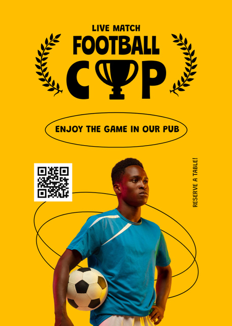 Template di design Soccer Match Event Announcement with Player and Ball Invitation