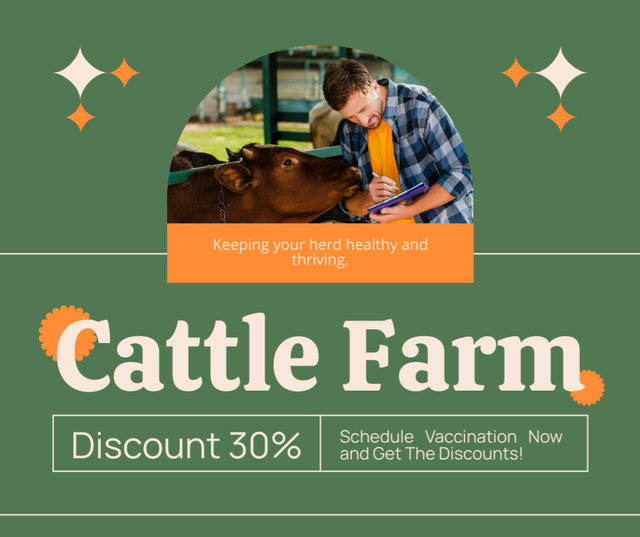 Discount on Scheduled Vaccination of Animals at Farm Facebook Design Template