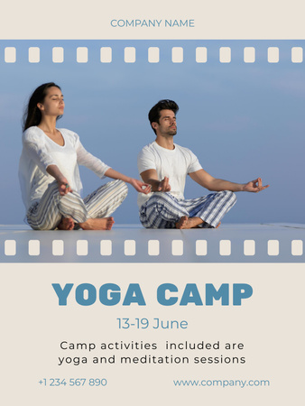 Yoga Camp for Men and Women Poster US Design Template