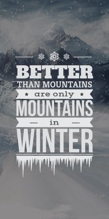 Winter Mountains quote with scenic view Graphic Modelo de Design