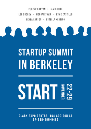 Startup Summit Announcement in Blue Poster B2 Šablona návrhu