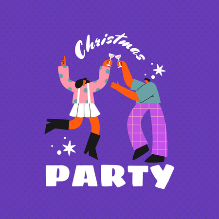 パープルのクリスマスパーティーのお知らせ Instagramデザインテンプレート