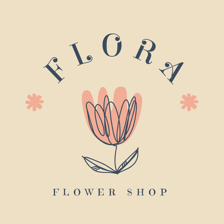 Cute Little Red Tulip for Flower Shop Logo Design Template
