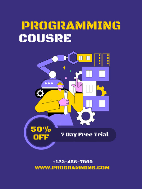 Designvorlage Free Trial on Programming Course with Discount für Poster US