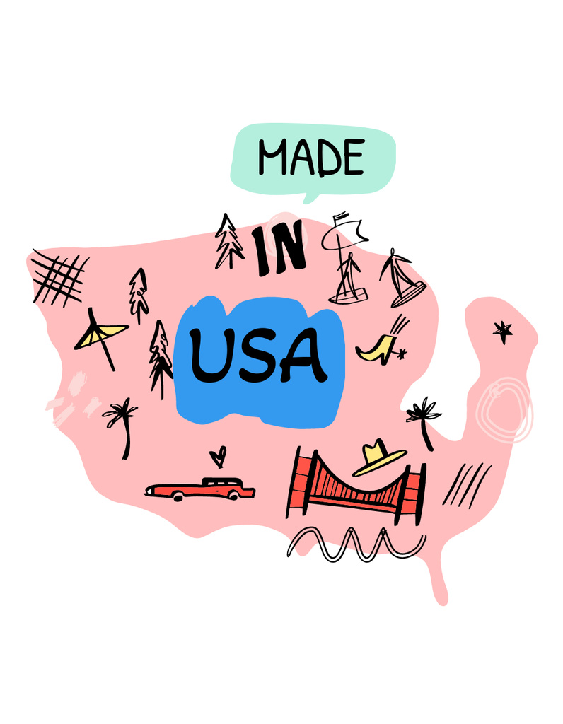USA Travel Spots and Activities T-Shirt Πρότυπο σχεδίασης