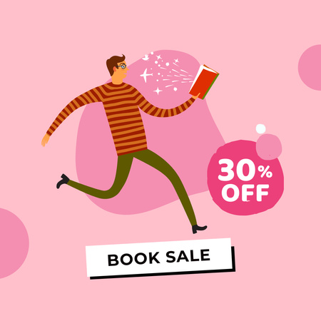 Books Sale Announcement with Man Instagram Design Template
