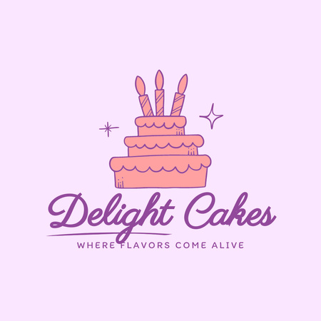 Creamy Cake With Candles And Bakery Promotion Animated Logo Design Template
