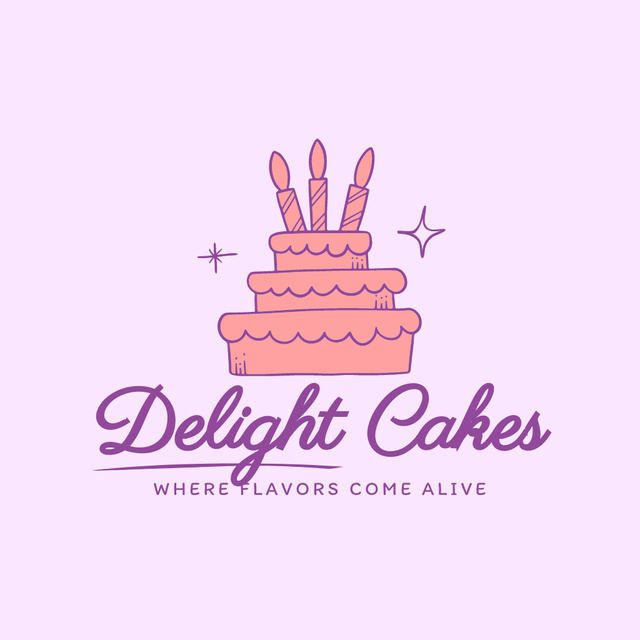 Creamy Cake With Candles And Bakery Promotion Animated Logo Tasarım Şablonu