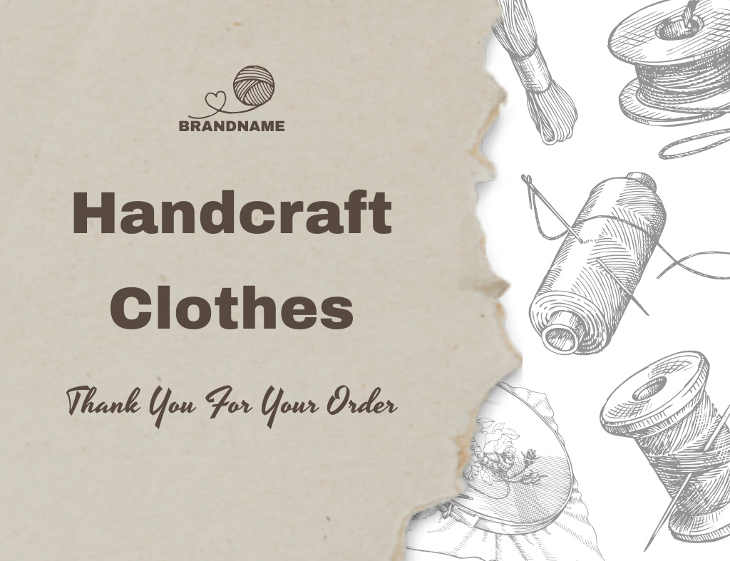 Plantilla de diseño de Handmade Clothes Offer on Grey Thank You Card 5.5x4in Horizontal 