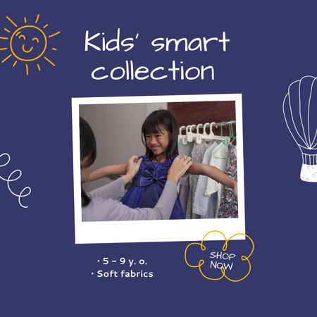Fashion Collection For Kids With Happy Child Animated Post Design Template