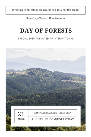 International Day of Forests Event with Scenic Mountains Pinterest Design Template
