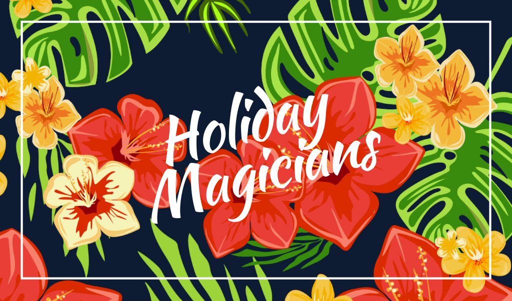 Holiday Organization with Flowers in Tropical Forest Business card Πρότυπο σχεδίασης