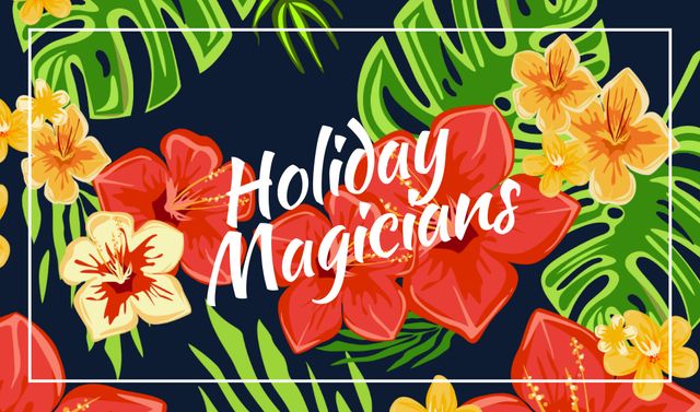 Holiday Organization with Flowers in Tropical Forest Business card Πρότυπο σχεδίασης