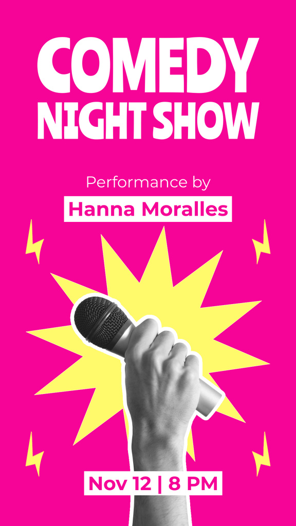 Plantilla de diseño de Stand-up Show Promo with Microphone in Pink Instagram Story 
