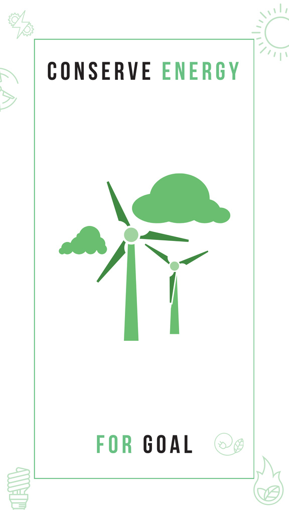 Modèle de visuel Alternative Energy Sources Ad with Wind Turbines - Instagram Story