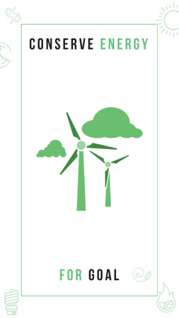 Ontwerpsjabloon van Instagram Story van alternatieve energiebronnen ad met windturbines
