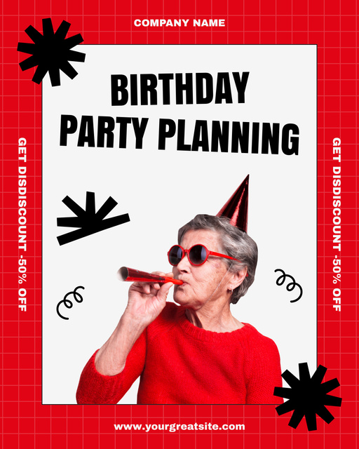 Cheerful Old Lady on her Birthday Instagram Post Vertical Design Template