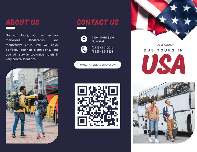 USA Bus Tour Offers Brochure 8.5x11in Šablona návrhu