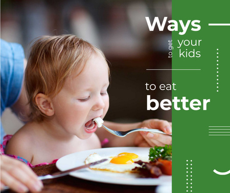 Healthy Food for Kids Mother Feeding Child Facebook Design Template