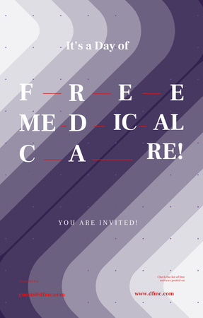 Platilla de diseño Free Medical Care Day announcement on Purple pattern Invitation 4.6x7.2in