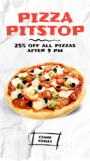 Savor Tasteful Pizza With Discount In Pit stop Instagram Video Storyデザインテンプレート