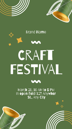 Announcement of Craft Festival on Green Instagram Story Design Template