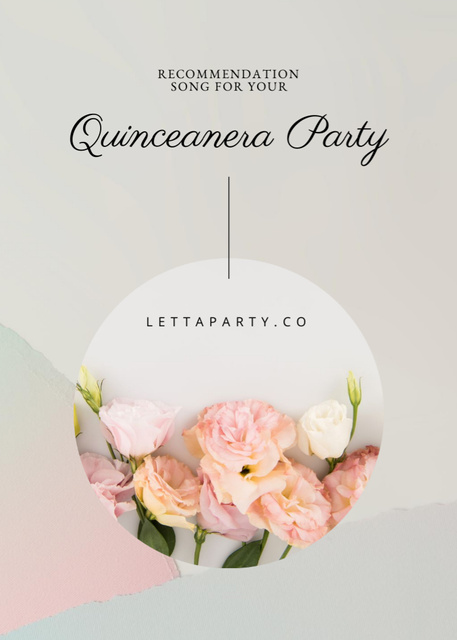 Designvorlage Joyful Quinceañera Party Celebration With Flowers für Postcard 5x7in Vertical