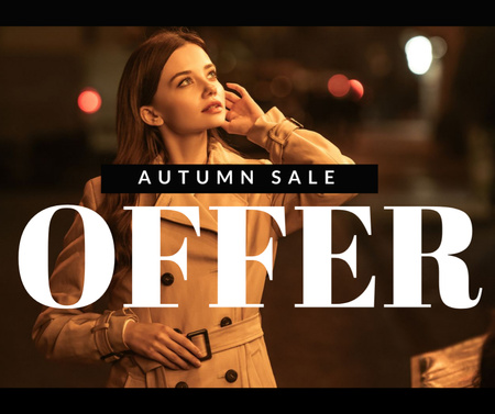 Anúncio de venda de roupas de outono com casaco Facebook Modelo de Design