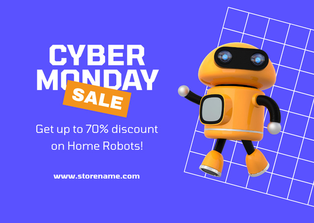 Home Robots Sale on Cyber Monday Card Design Template