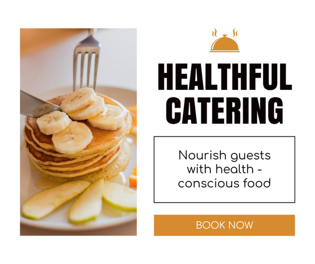 Designvorlage Promotion of Healthy Nutrition Catering Services with Appetizing Pancakes für Facebook