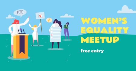 Plantilla de diseño de evento de igualdad femenina con mujeres en riot Facebook AD 