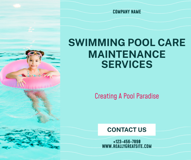 Pool Maintenance and Care Facebook tervezősablon