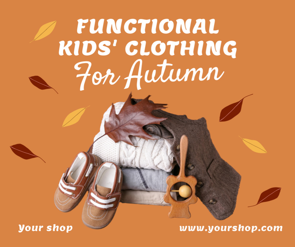 Ontwerpsjabloon van Facebook van Autumn Functional Kids Clothing Sale Announcement