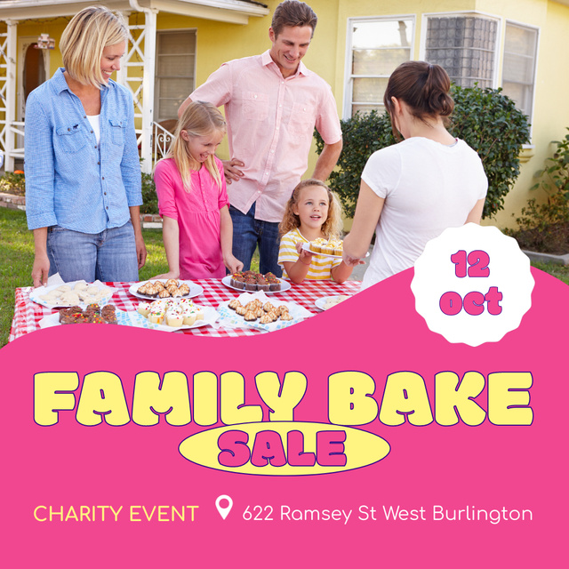 Family Bake For Charity Event Announcement Animated Post tervezősablon