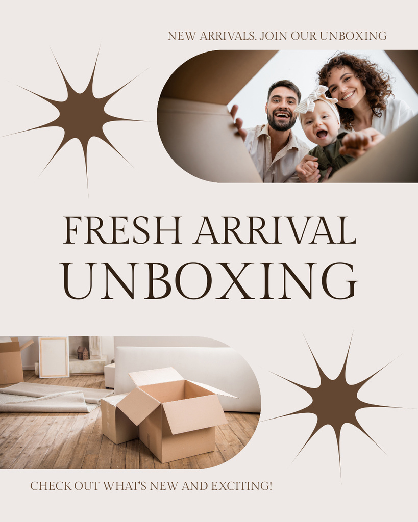 Plantilla de diseño de Fresh Arrival Stuff Unboxing Due Social Media Trends Instagram Post Vertical 