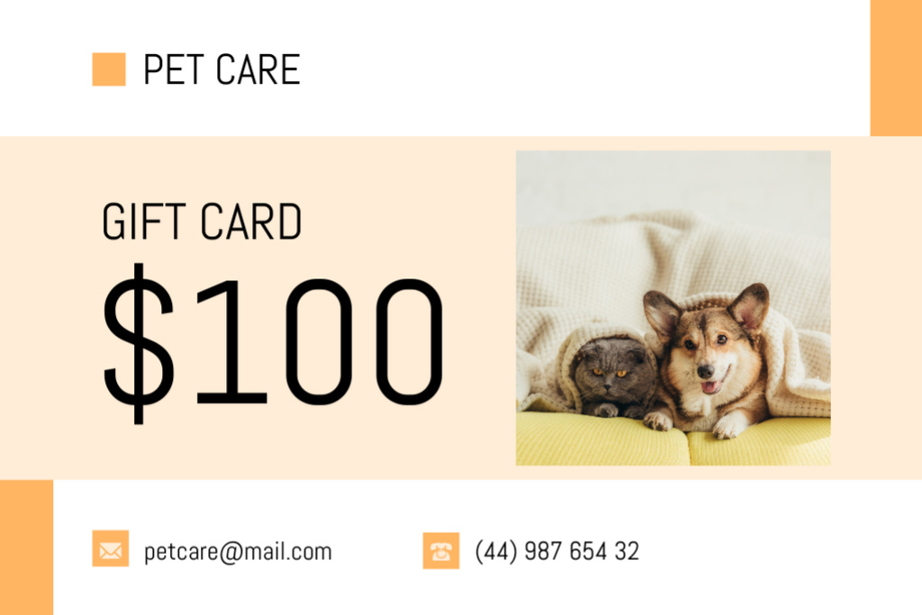 Ontwerpsjabloon van Gift Certificate van Pet Care Services Voucher