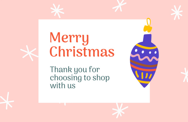 Holiday Greeting with Christmas Bauble Thank You Card 5.5x8.5in Tasarım Şablonu