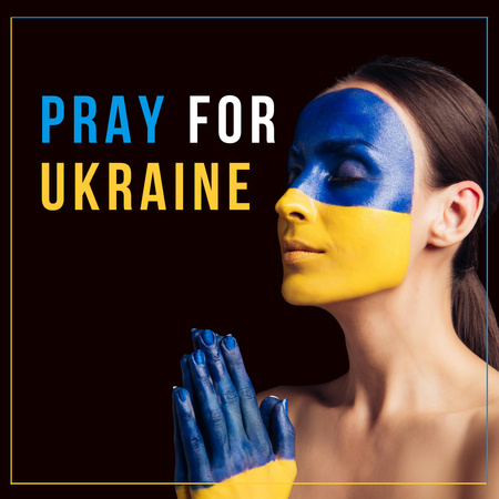 Designvorlage Frau betet für die Ukraine für Instagram